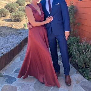 BHLDN Terracotta Ruffle Maxi Dress Size Small/4